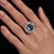 Blue 1990s Certified 7.15 Carat Vivid Blue Sapphire & Diamond Sunburst Vintage French Ring, Size 6.5 For Sale - Image 8 of 10
