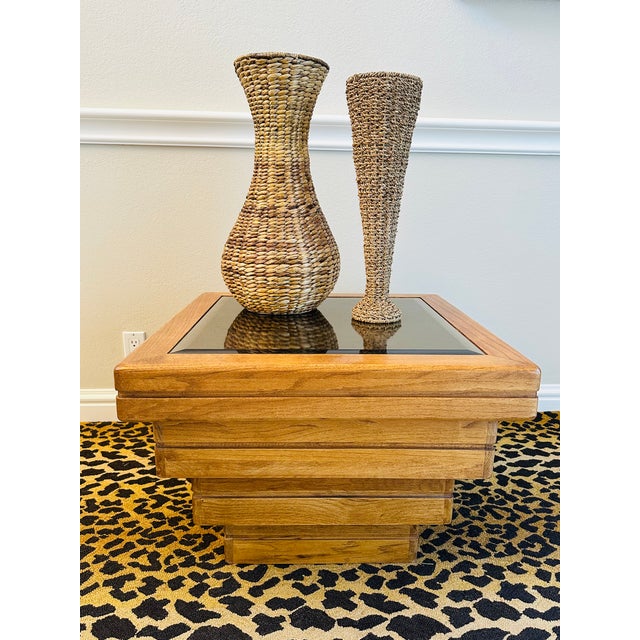 1970’s Modernist Stacked Pedestal Table With Beveled Smoked Mirror Top For Sale - Image 17 of 18