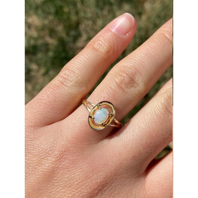 The Calera: Ladies Yellow Gold Australian Opal Ring For Sale - Image 9 of 10