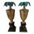 Pair of Vintage Brass Urn Style Candle Holders Palm Tree Style For Sale