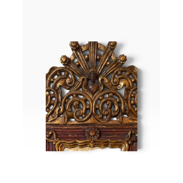 Wood Petite Antique Spanish Colonial Giltwood Mirror For Sale - Image 7 of 7
