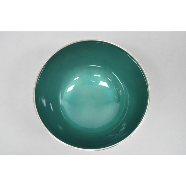 Mid-Century Modern Vintage Mid Century Modern Towle 5003 Green Enamel Silver Plated 7" Footed Bowl For Sale - Image 3 of 10