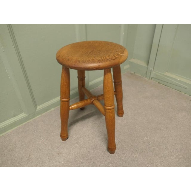 Wood Victorian Farmhouse Kitchen Stools in Elm, Set of 4 For Sale - Image 7 of 9