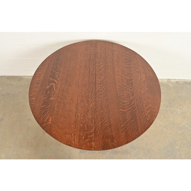 L. & J.G. Stickley, Inc. L. & J. G. Stickley Antique Mission Oak Arts & Crafts Extension Dining Table, Newly Refinished For Sale - Image 4 of 13