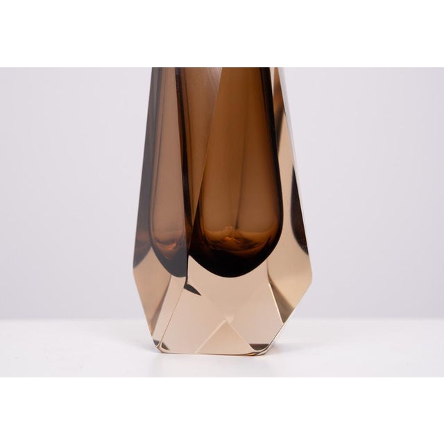 Mid-Century Modern Facet Cut Art Glass Vase by Murano for Alessandro Mandruzzato, 1960s For Sale - Image 3 of 12