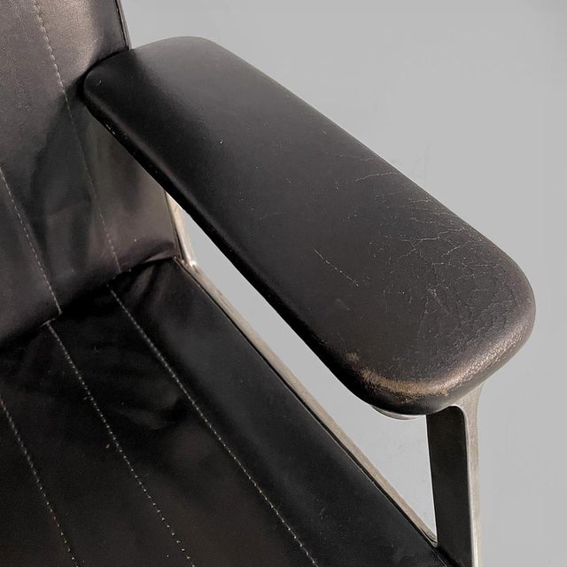 Italian Modern Leather and Metal Armchair by Osvaldo Borsani for Tecno, 1970s For Sale - Image 13 of 18