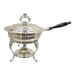Vintage English Victorian Style Silver Plated Chafing Dish Warmer on Stand