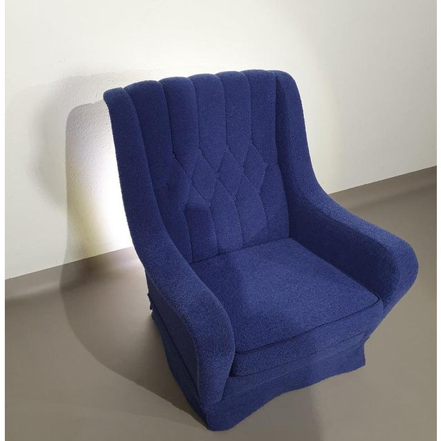 Textile Vintage Lounge Chair in Blue Wool and Boucle, 1970s For Sale - Image 7 of 16