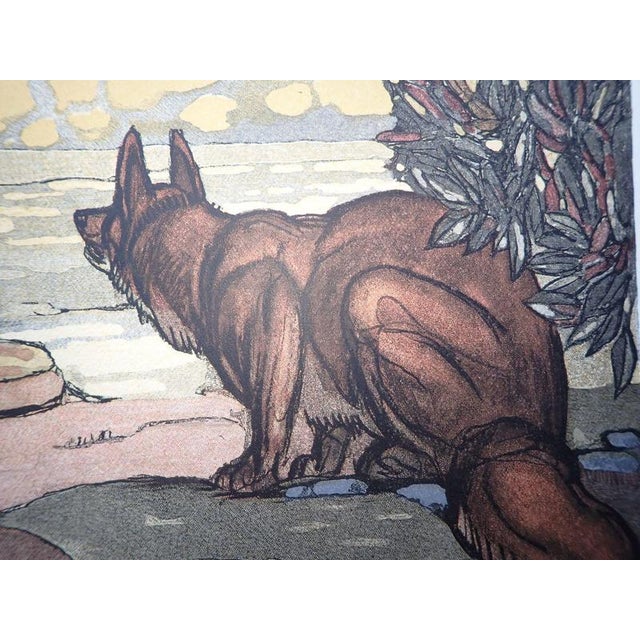 Paul jouve (1878-1973) the fox and the crow woodcut, on rives paper sheet dimensions: approximately 38 x 28 cm image...