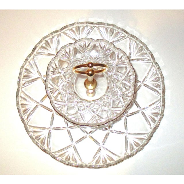 Gilt Gold & Crystal Cut 2 Tier Serving Tray For Sale In Washington DC - Image 6 of 9