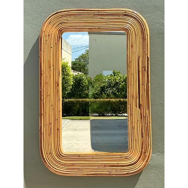 Boho Chic Vintage Tagged Gabriella Crespi Pencil Reed Mirror For Sale - Image 3 of 12