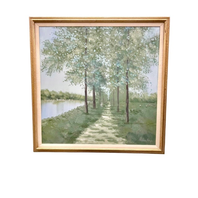 Capture the tranquility of a sun-dappled countryside with this beautifully executed Impressionist-style landscape...