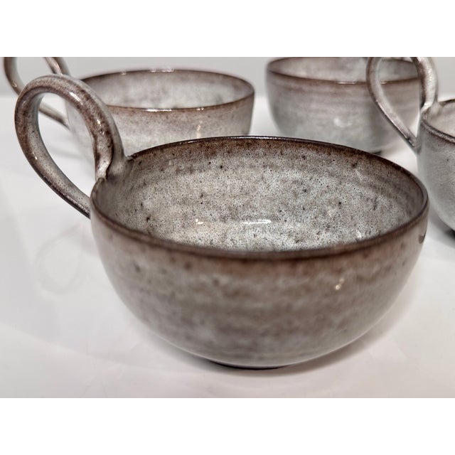 Studio Ceramic Tea Cups attributed to Elli and Walter Serocka, Germany, 1970s, Set of 4 For Sale - Image 10 of 13