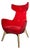 High Back Accent Lounge Chair in Red Floral Velvet For Sale