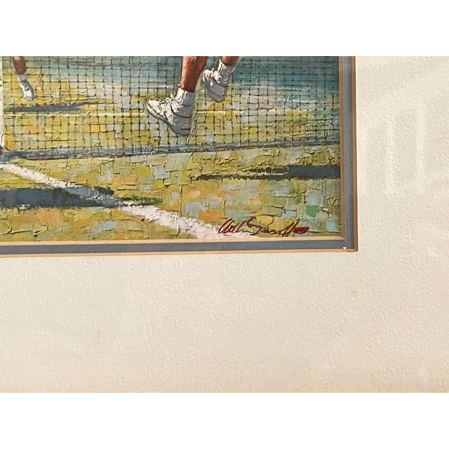 Leroy Neiman Mid-Century Arthur Sarnoff Tennis Match Fine Art Print in Silver Leaf Frame, 18" X 14" For Sale - Image 4 of 7