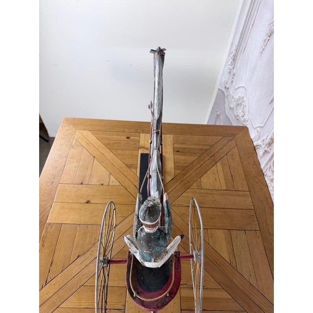 Early 20th Century American Folk Art Painted Metal Horse & Sulky Weathervane For Sale - Image 5 of 13