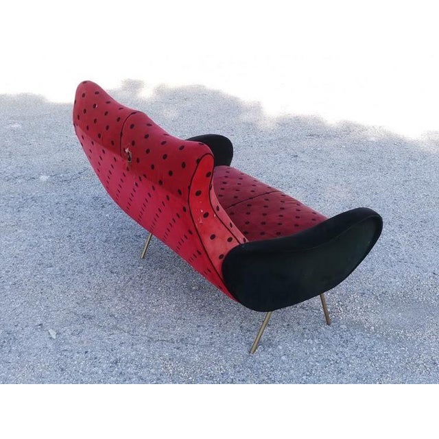 Mid-Century Modern Ladybug Woven Velvet 2-Seater Sofa, 1950s For Sale - Image 3 of 17