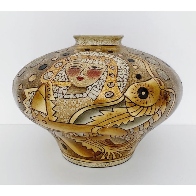 Vintage Alexander Kalifano Large Gold Vase For Sale - Image 9 of 9