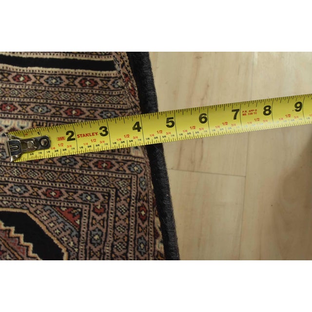 Bokhara Jaldar Rug 8’1” X 10’2” Black Wool Tribal Hand-Knotted Oriental Carpet For Sale - Image 11 of 13