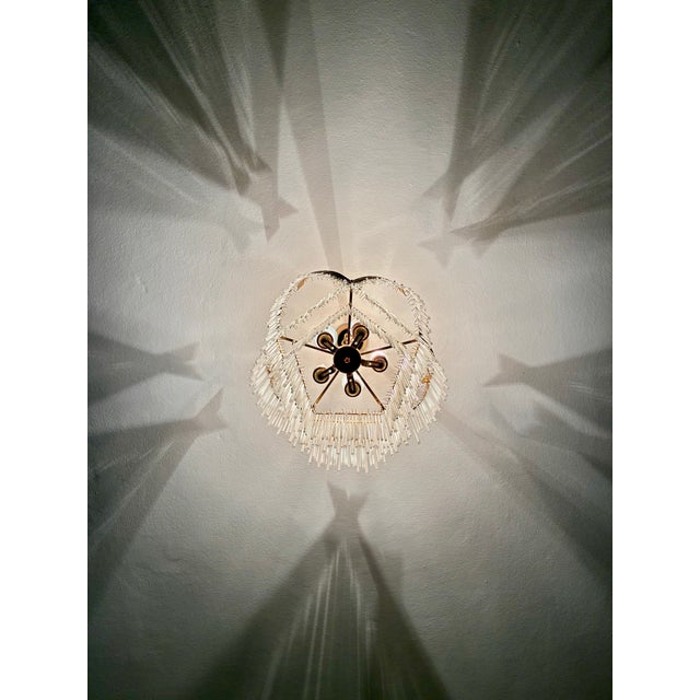 Glass Vintage Tiered Glass Rod Chandelier – Dramatic Shadow Light For Sale - Image 7 of 17