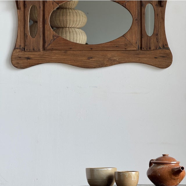 Small Antique Indonesian Teak Wall Mirror, 1980s For Sale - Image 11 of 18