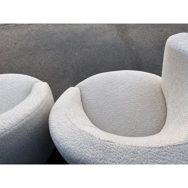 Vintage Vladimir Kagan Nautilus Swivel Lounge Chairs Boucle Fabric - Pair For Sale In San Diego - Image 6 of 16