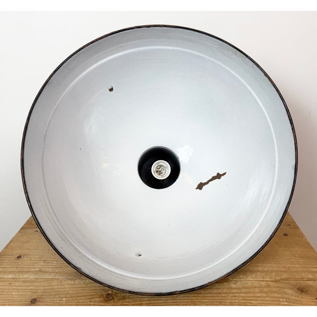 Industrial Black Enamel Factory Pendant Lamp, 1950s For Sale - Image 17 of 18