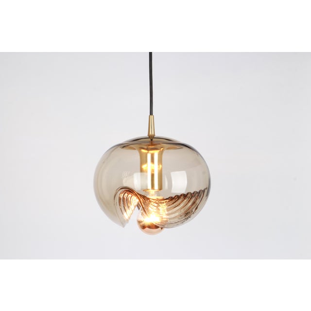 Large Smoked Glass Pendant Light from Peill & Putzler, Germany, 1970s For Sale - Image 9 of 10