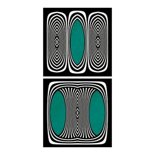 Art Deco Prints 2pc Set Geometric Diptych Teal Accent Artwork by Angela Cameron For Sale