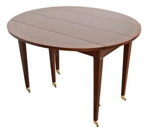 Baker Furniture Federal Banded Mahogany Drop Leaf Dining or Breakfast Table, Newly Refinished