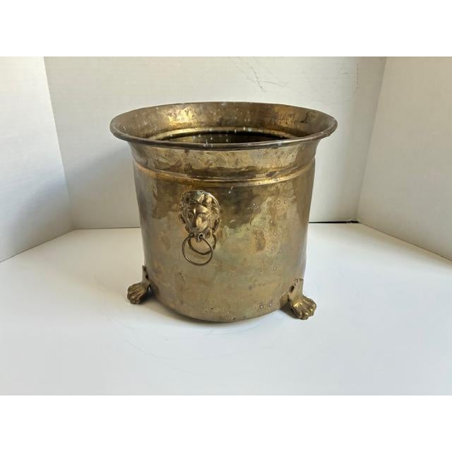 Vintage Brass Jardinière With Lion Handles and Claw Feet - Indoor Planter For Sale - Image 13 of 16