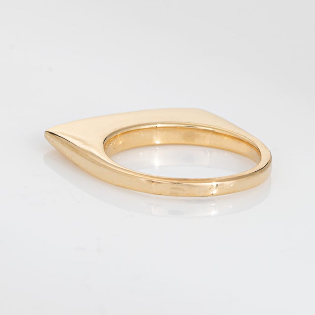 1970s 70s Diamond Square Ring Sz 5 Stacking Band Vintage 14k Yellow Gold Fine Jewelry For Sale - Image 5 of 6