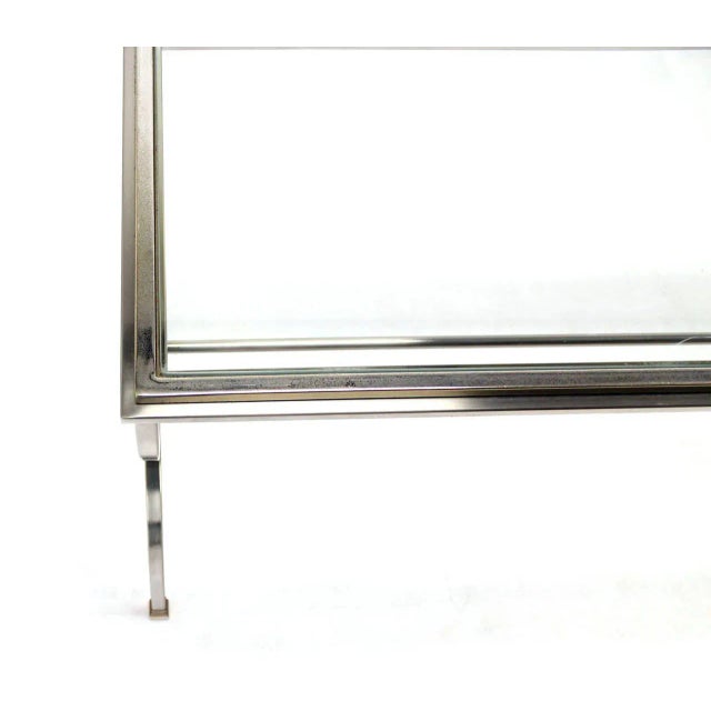 Mid-Century Modern Vintage Mid Century Chrome Brass & Glass Top Console Table For Sale - Image 3 of 7