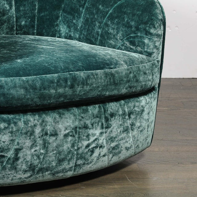 Emerald Mid-Century Milo Baughman Swivel Tilt Club Chair W/ Brass Base in Smoked Emerald For Sale - Image 8 of 9