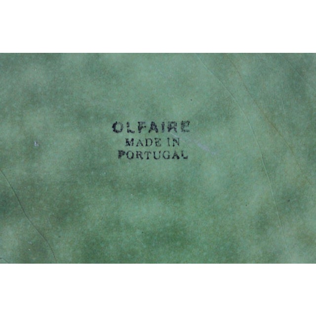 Mid 20th Century Vintage Olfaire Portuguese Majolica Green Cabbage Plate For Sale - Image 5 of 5