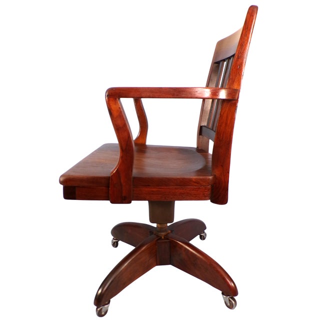 Brown Early 20th Century Gunlocke Restored "Bank of England" Banker’s Armchair For Sale - Image 8 of 18