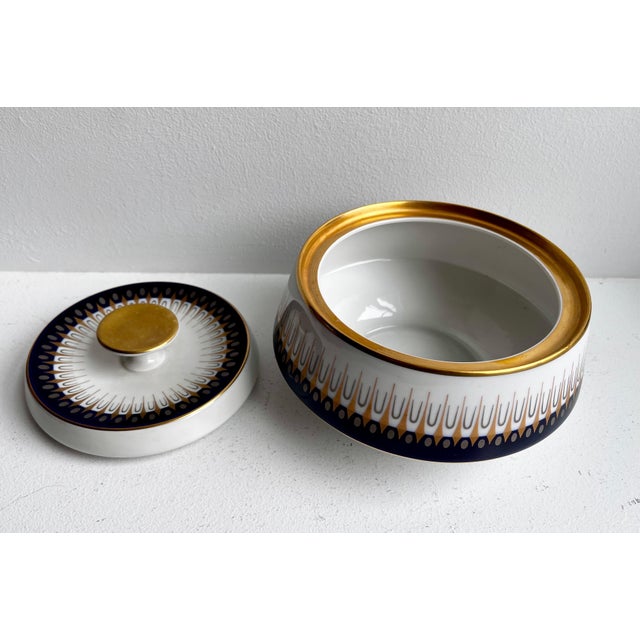 Vintage Mid-Century Dish with Lid Real Cobalt Pattern by Edelstein Bavaria, Germany "great looking covered dish or catch...