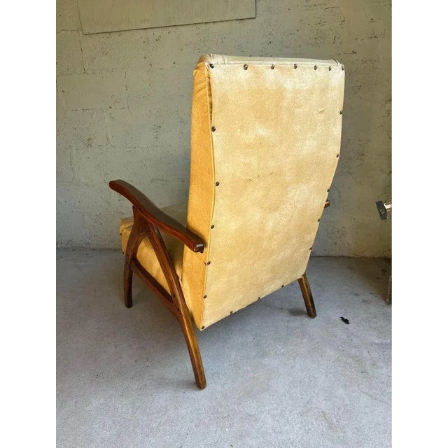 Mid 20th Century Mid Century Walnut Vinyl Recliner Armchair For Sale - Image 4 of 11
