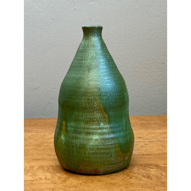 Vintage Green Glazed Studio Pottery Vase For Sale - Image 14 of 18