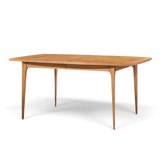 Brown Broyhill Brasilia Mid Century Walnut Expanding Dining Table With 1 Leaf For Sale - Image 8 of 10