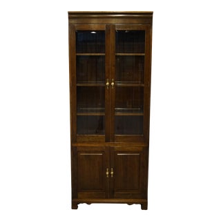 Stickley Furniture Solid Walnut Traditional Style 32" Illuminated Bookcase Cabinet / Wall Unit For Sale