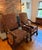 An excellent pair of antique carved wood and fully upholstered Danish Louis XIV style chairs. High back large chairs that...