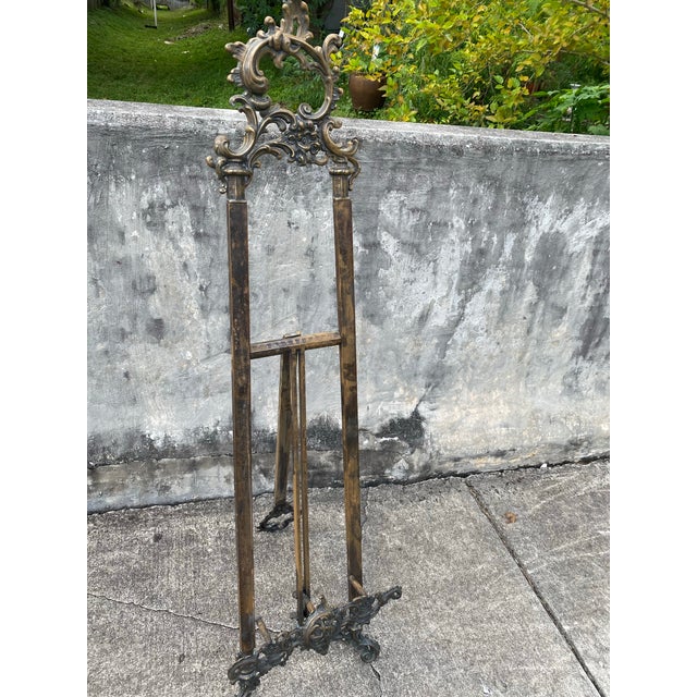 Antique Decorative Picture Stand, English, Brass, Book Rest, Easel, Art Nouveau For Sale In Miami - Image 6 of 12