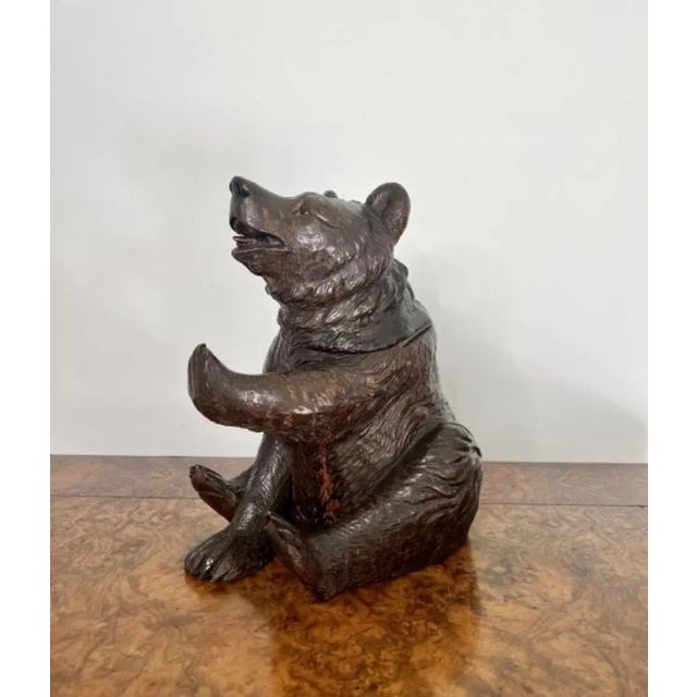 Large Antique 19th Century Victorian Carved Black Forest Bear, 1860s For Sale - Image 12 of 12