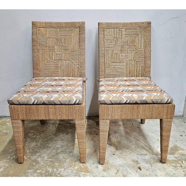 Set of Six Palecek Handcrafted Wood and Abaca Wrapped Vale Dining Chairs For Sale - Image 15 of 15
