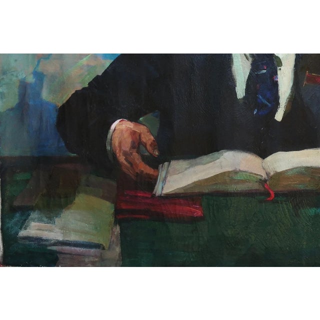 Original Vladimir Lenin Portrait, Soviet Oil Painting on Canvas, 1968 120-178 For Sale - Image 4 of 6
