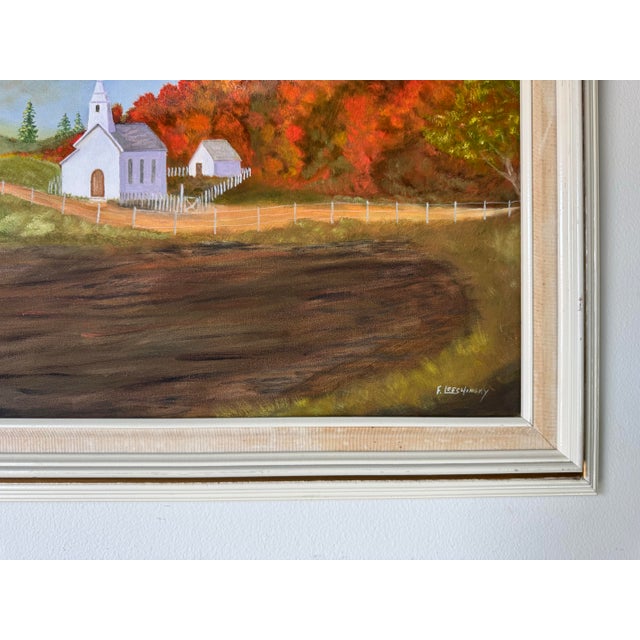 Vintage F. Leschinsky Countryside Acrylic Paint, Framed For Sale - Image 9 of 12