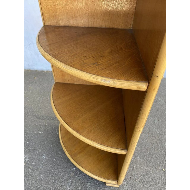 Tan Restored Tropical Koa Wood Corner Shelf With Rattan Border For Sale - Image 8 of 11