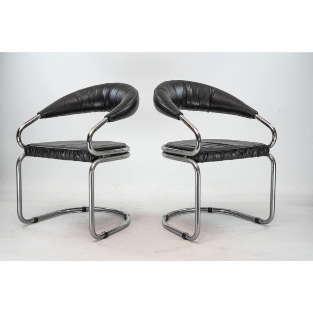 Chrome and Faux Leather Chairs by Giotto Stoppino, Italy, 1970s, Set of 2 For Sale - Image 12 of 13