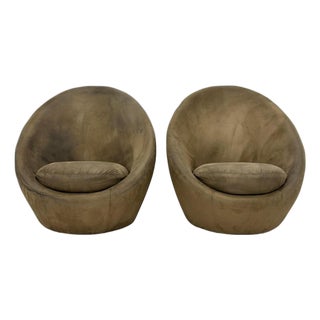 Vintage Pair Milo Baughman for Thayer Coggin Swivel Egg Lounge Chairs, Usa 1960s For Sale